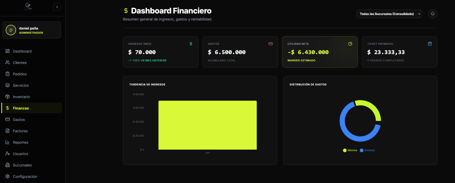 Pantallazo del Dashboard 4